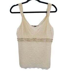 Antonio Melani Formal‎ Silk Blouse 6 Vanilla Sleeveless Lace Embroidered Empire